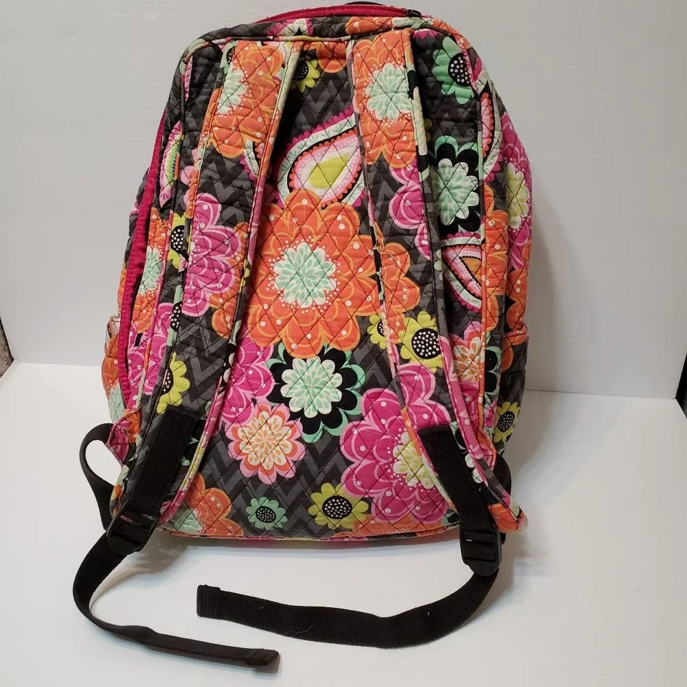 Large Colorful Vera Bradley Backpack, Floral, Paisley, Black, READ - Picture 2 of 12